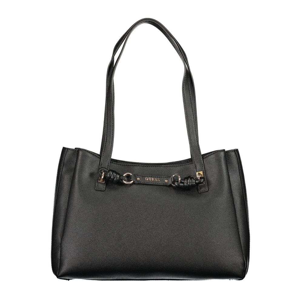 Sac à main Guess Jeans noir en polyuréthane pour femmes, avec fermeture et détails élégants, mode et pratique.