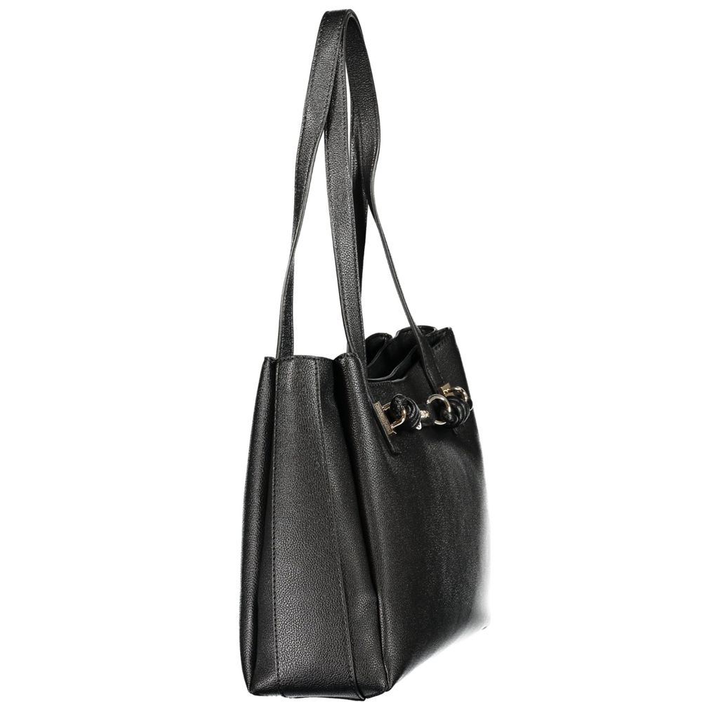 Sac à main noir en polyuréthane de Guess Jeans pour femmes, élégant et tendance, avec design moderne visible sur l'image.