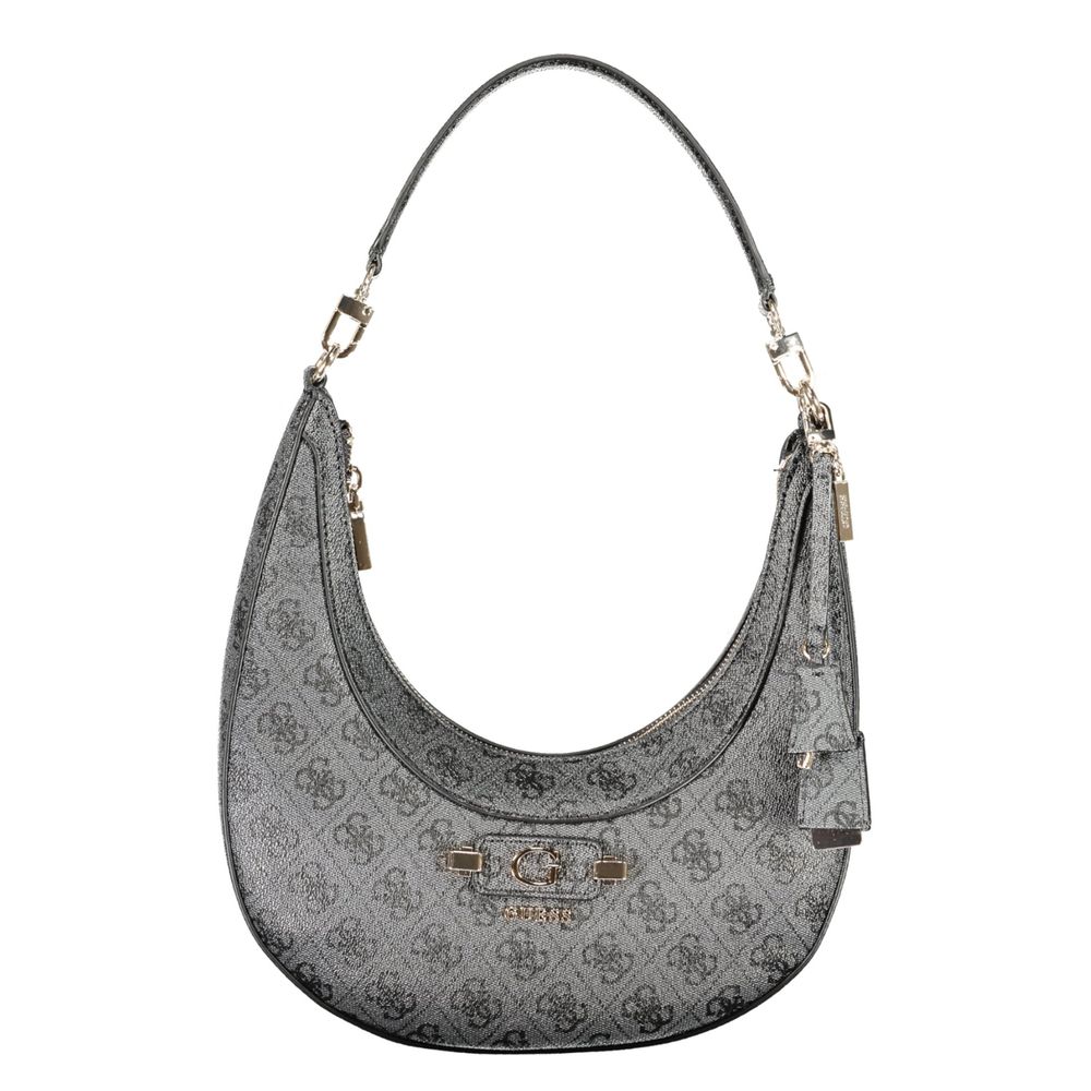 Sac à main noir en polyuréthane Guess Jeans pour femmes, design élégant avec bandoulière et détails modernes