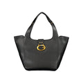 Sac à main noir en polyuréthane pour femmes de Guess Jeans, style élégant et moderne, avec poignées et détails tendance.