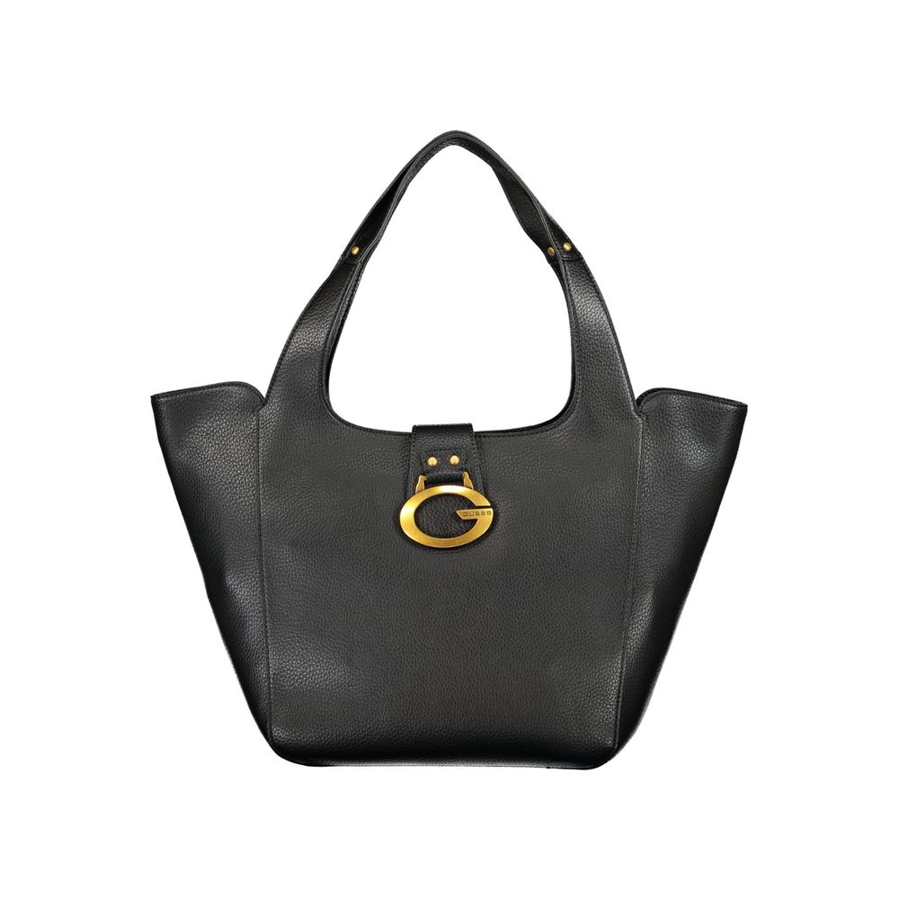 Sac à main noir en polyuréthane pour femmes de Guess Jeans, style élégant et moderne, avec poignées et détails tendance.