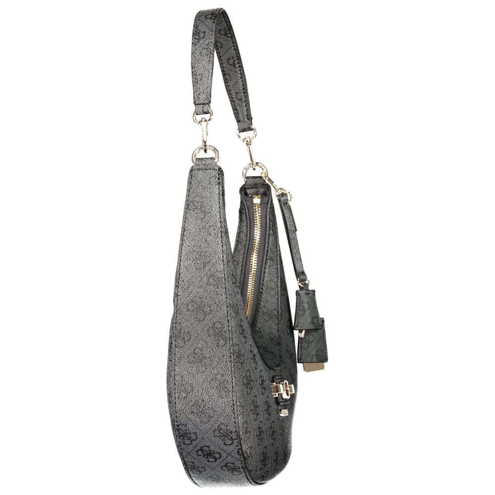 Sac à main Guess Jeans en polyuréthane noir pour femmes, sac à bandoulière élégant et tendance.