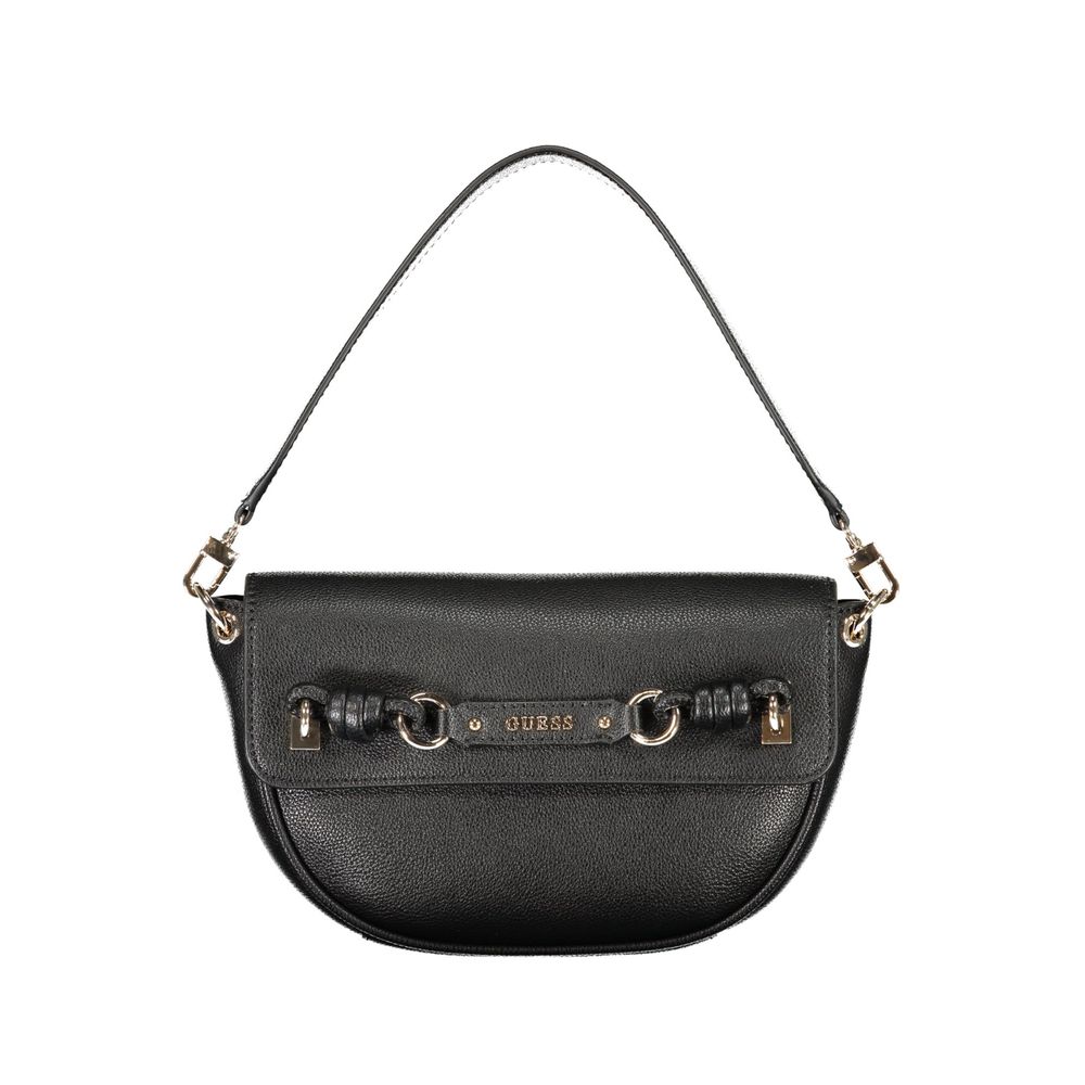 Sac à main Guess Jeans en polyuréthane noir pour femmes, élégant et moderne, avec détails sophistiqués et bandoulière ajustable.