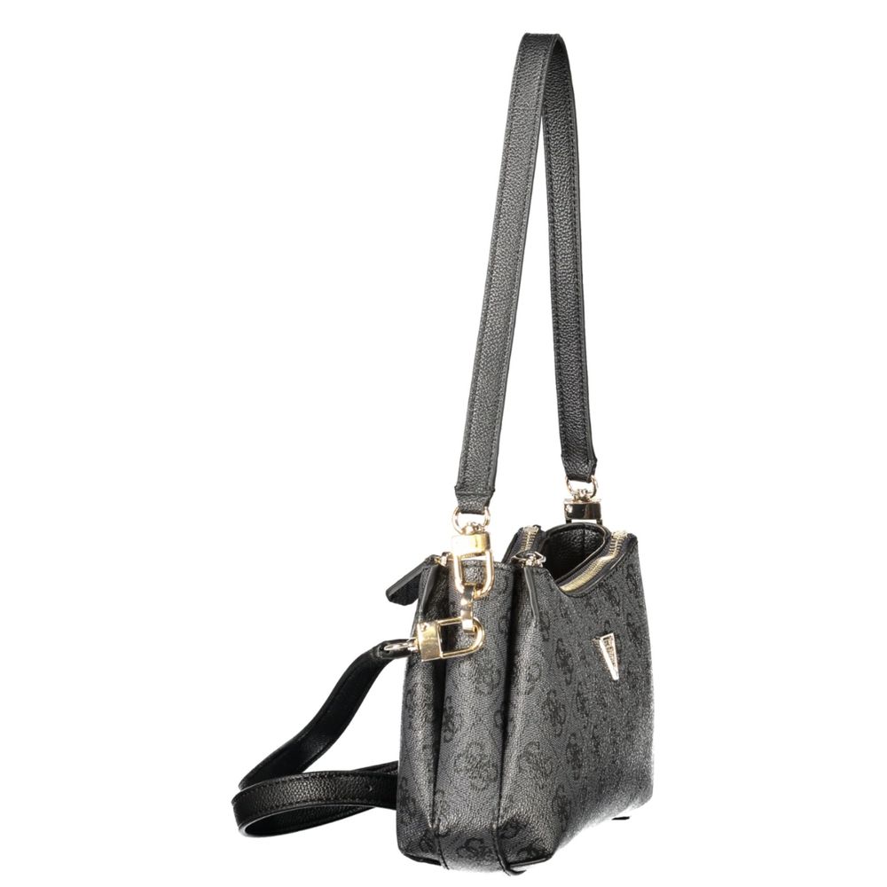 Sac à main Guess Jeans en polyéthylène noir, design élégant avec logo visible, pour un style moderne et pratique.