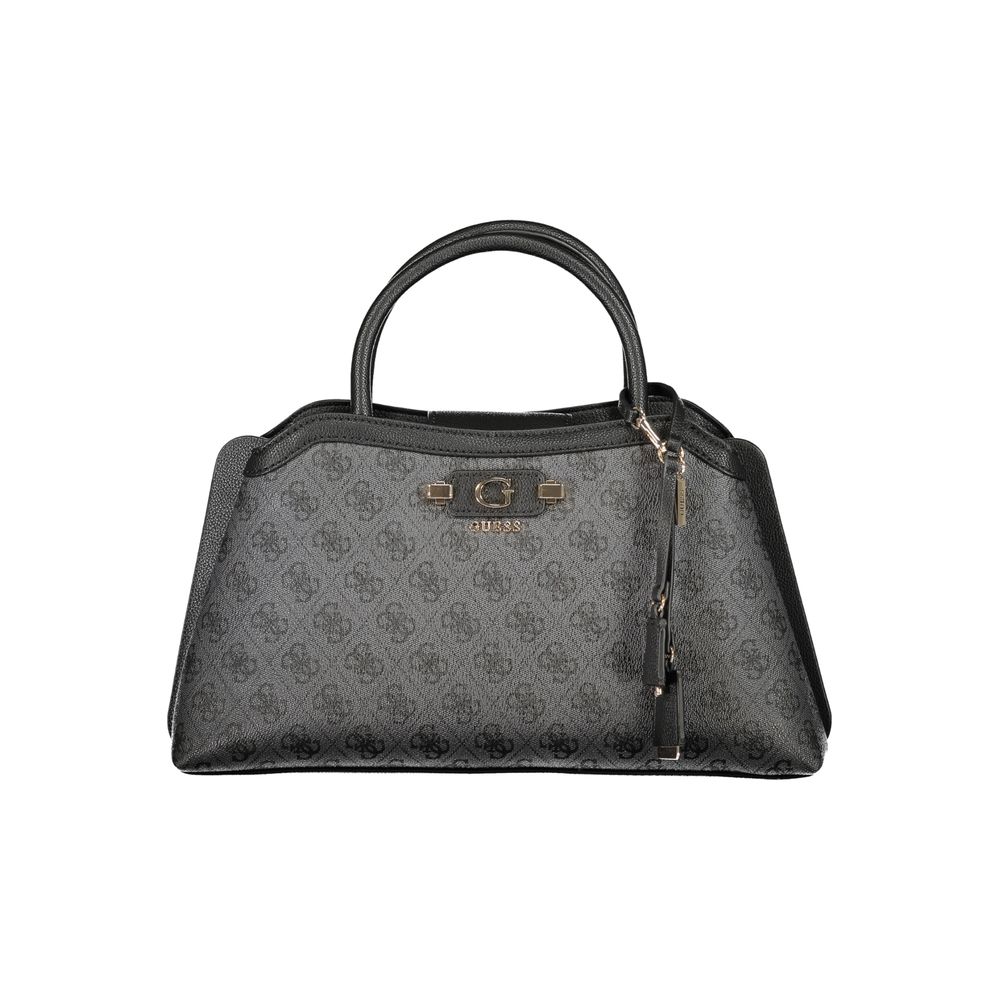 Sac à main Guess Jeans noir en polyuréthane pour femmes, avec poignées et bandoulière ajustable, design élégant et pratique.