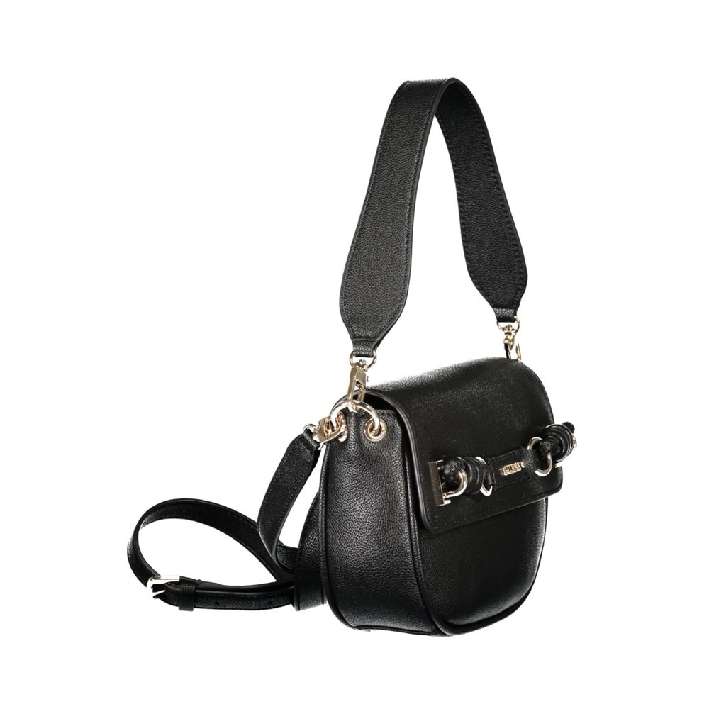 Sac à main noir Guess Jeans en polyuréthane pour femmes, avec design élégant et détails modernes.