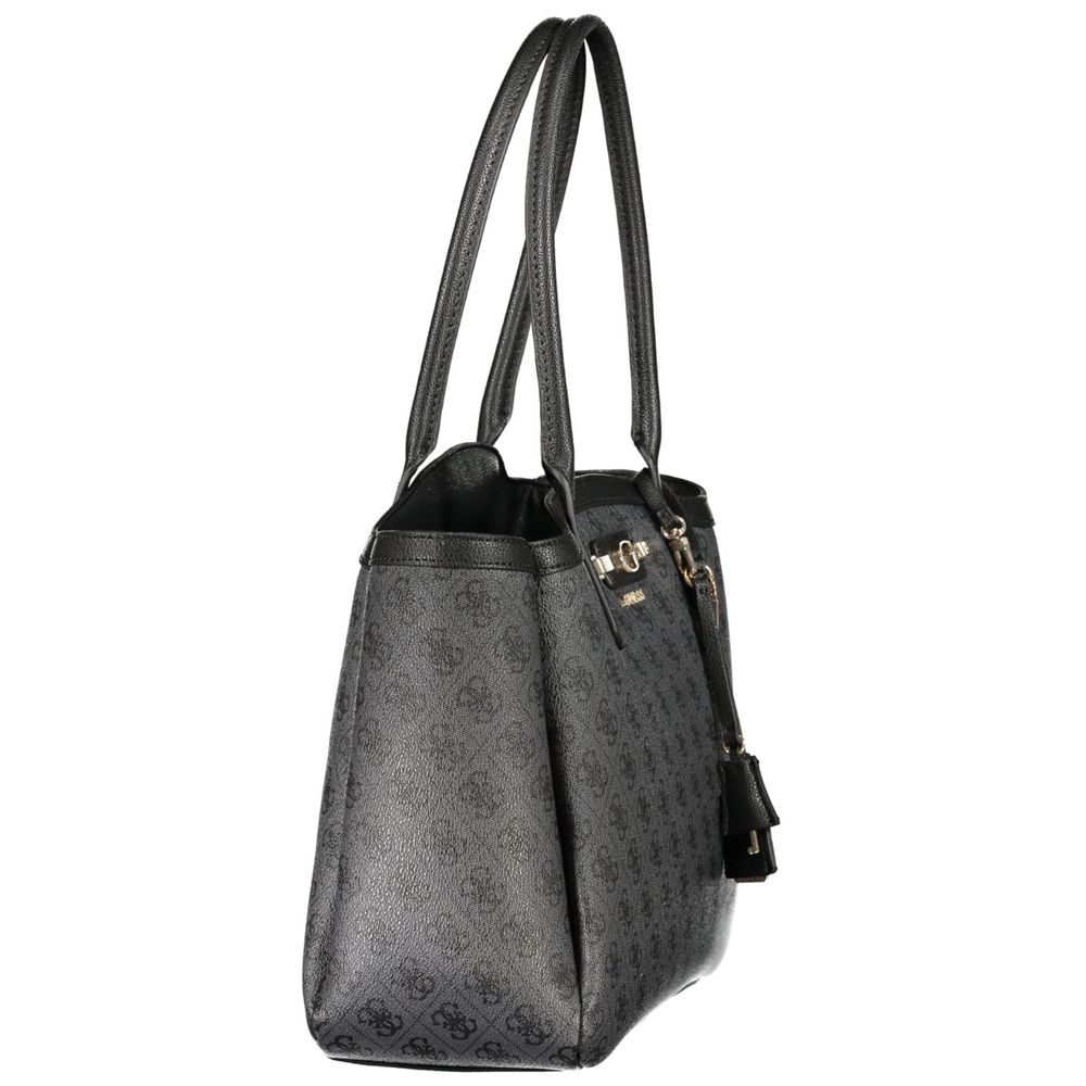 Sac à main en polyurethane noir Guess Jeans pour femmes, avec détails modernes et design élégant visible sur l'image.