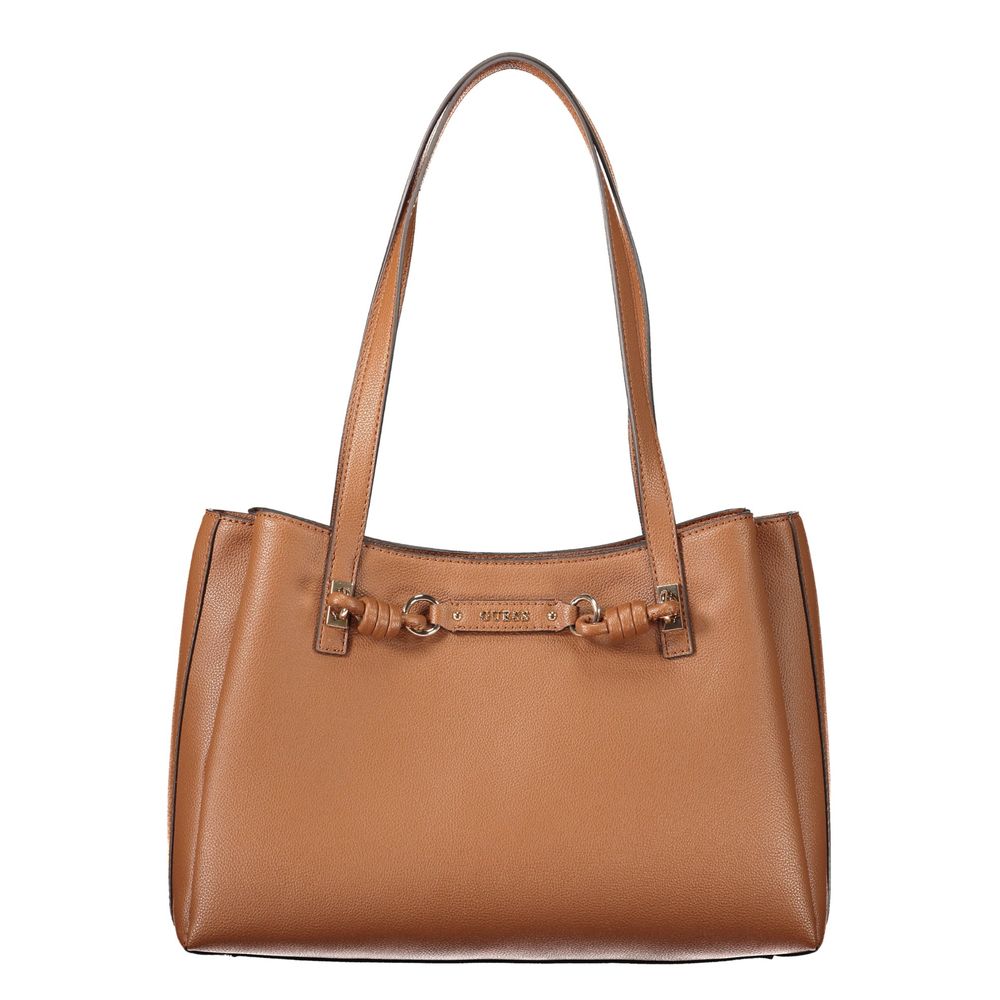 Sac à main en polyuréthane marron de Guess Jeans pour femmes, avec détails élégants et poignéres confortables.