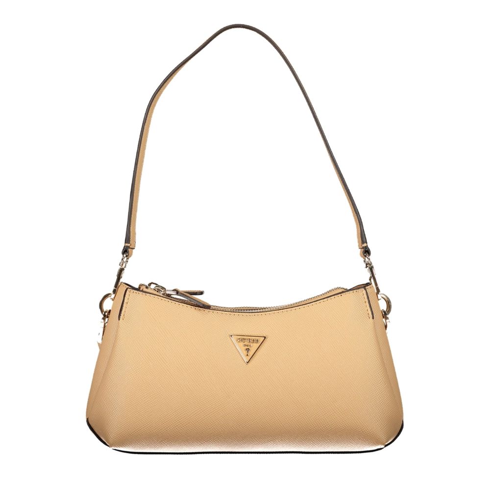 Sac à main Guess Jeans beige en polyéthylène avec poignées, élégant et pratique pour un style décontracté.