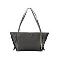 Sac à main noir en polyurethane pour femmes Guess Jeans, design élégant avec logo Guess visible sur le devant.