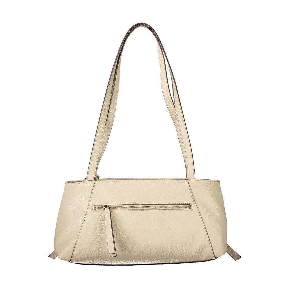Sac à main Guess Jeans beige en polyuréthane pour femmes, avec poignée élégante et détails modernes.