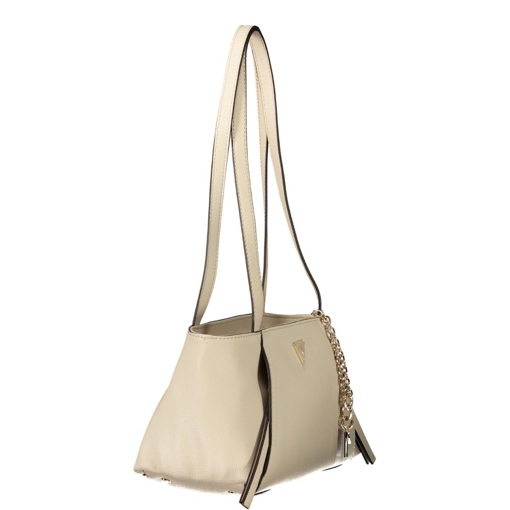 Sac à main beige en polyuréthane Guess Jeans pour femme, élégant et moderne, avec détails tendance et poignée confortable.
