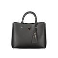 Sac à main Guess Jeans en polyuréthane noir pour femmes, élégant et tendance, avec détails modernes et fermeture zippée visible.