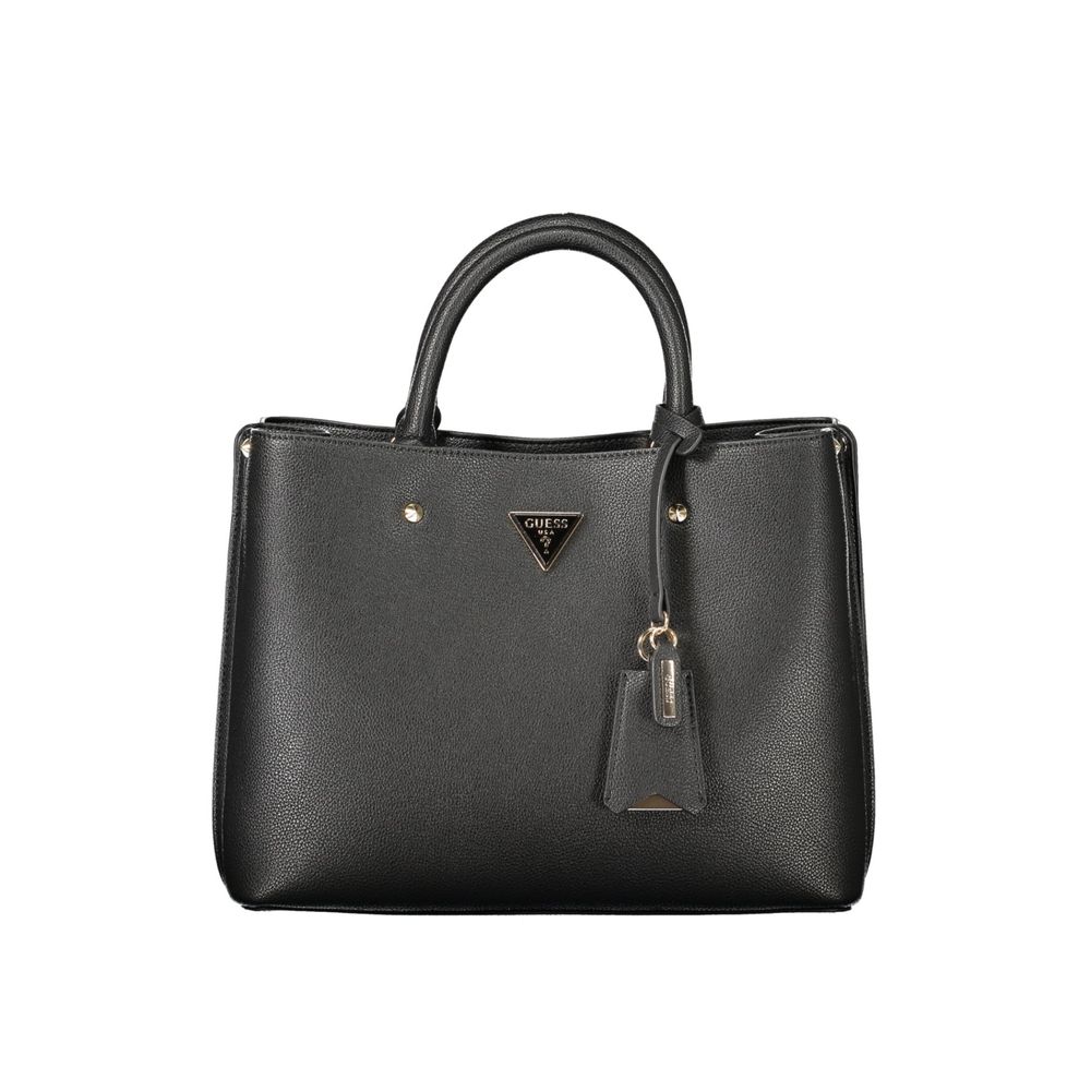 Sac à main Guess Jeans en polyuréthane noir pour femmes, élégant et tendance, avec détails modernes et fermeture zippée visible.