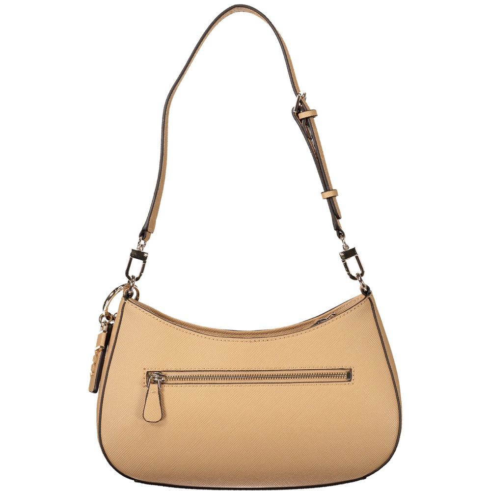 Sac à main beige Guess Jeans en polyuréthane pour femmes, avec poignées et détails élégants, idéal pour un style tendance.