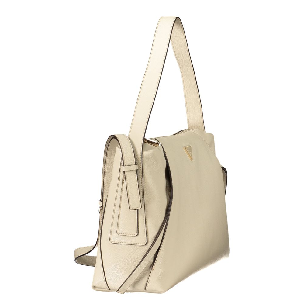 Sac pour femmes Guess Jeans beige en polyuréthane, sac à main tendance avec bandoulière et détails modernes.