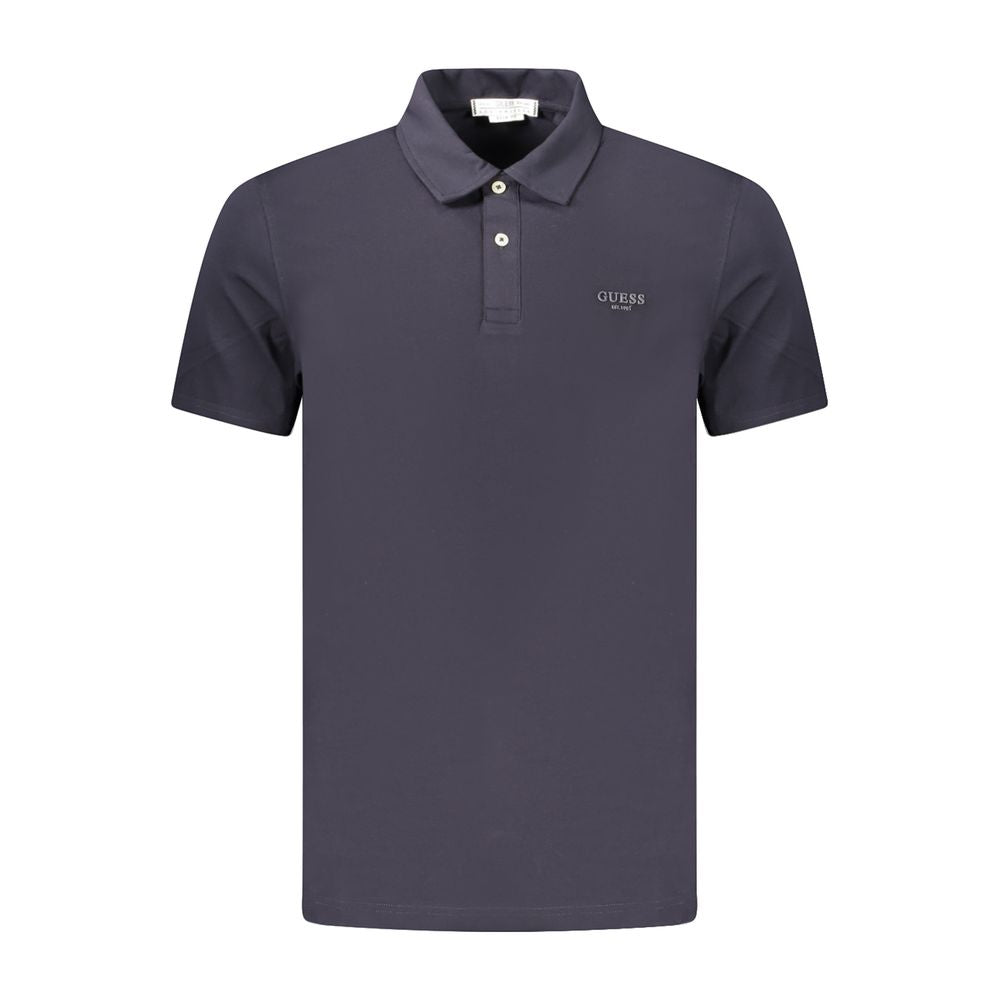 Chemise polo homme Guess Jeans en coton bleu, avec col classique et logo discret, style décontracté et élégant.