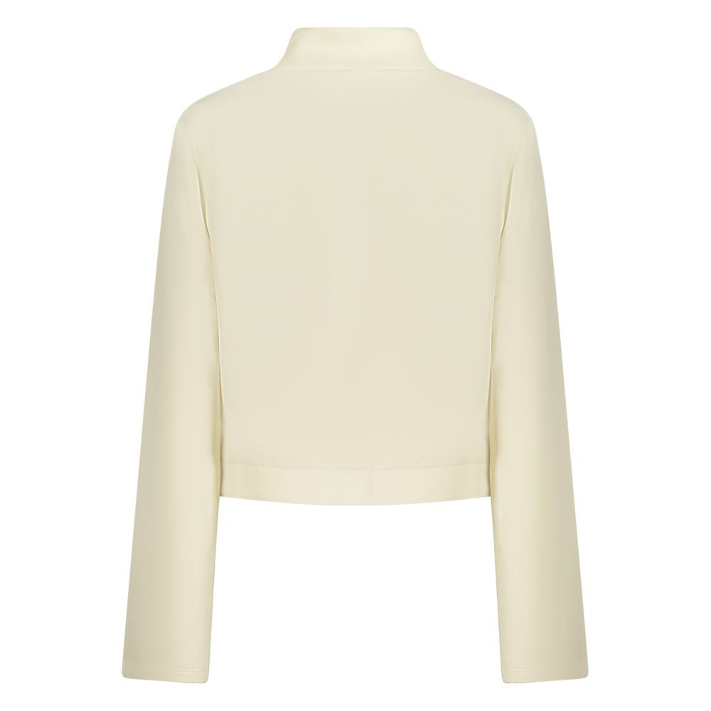 Sweatshirt blanche Guess Jeans en polyester pour femme, confortable et décontractée, avec logo Guess visible sur la poitrine.