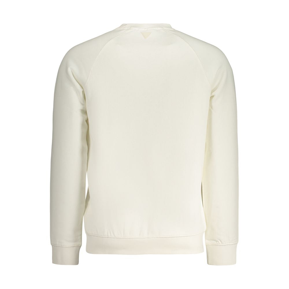 Sweat-shirt blanc en coton pour homme de Guess Jeans, logo Guess visible sur le devant, style décontracté et confortable.