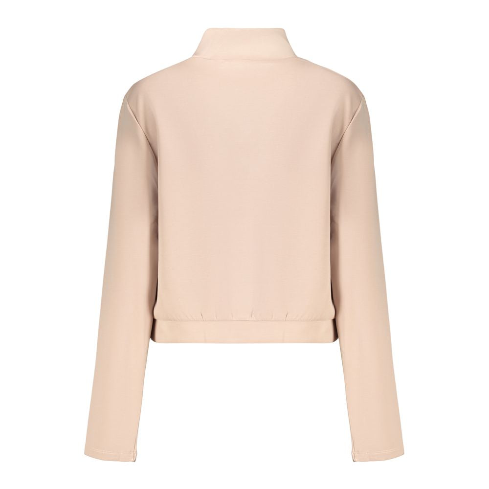 Sweat-shirt femme Guess Jeans rose en polyester avec logo Guess, douillet et décontracté, porté sur un modèle.