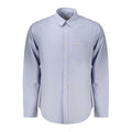 Chemise pour hommes Guess Jeans en coton bleu azur, style décontracté avec col boutonné et manches longues.