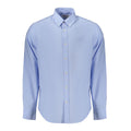 Chemise pour homme Guess Jeans en coton bleu azur, style décontracté avec col classique et manches longues.