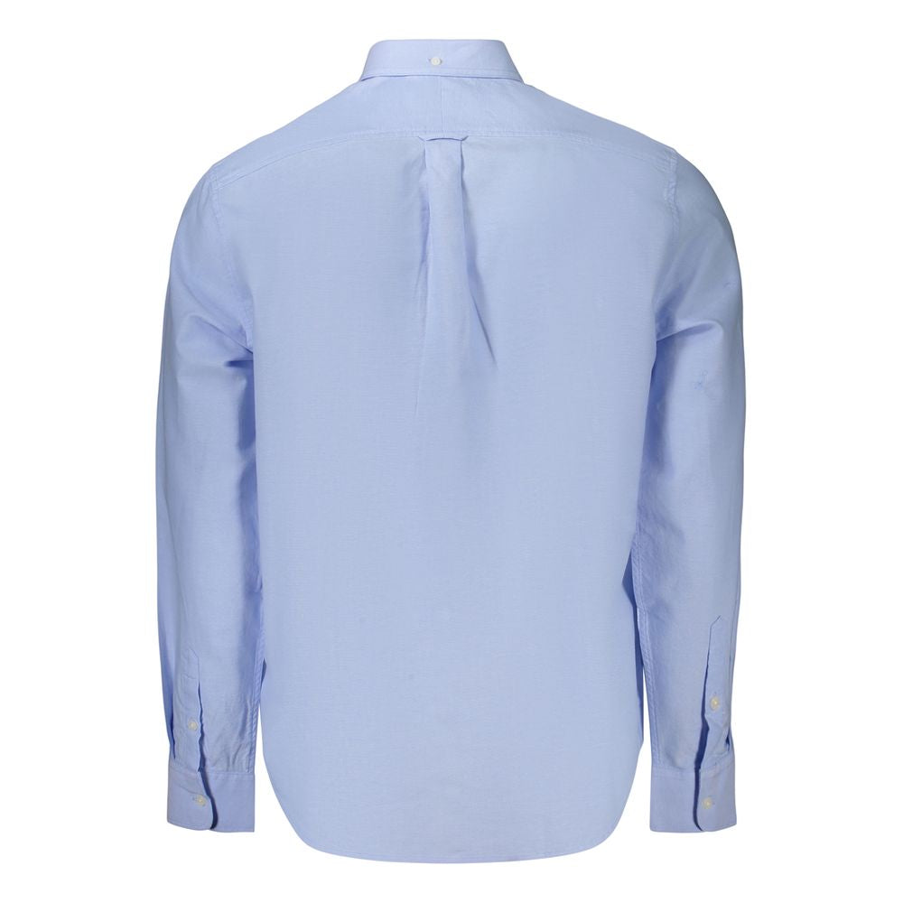 Chemise en coton bleu clair Guess Jeans pour homme, style décontracté, avec col et boutons visibles.