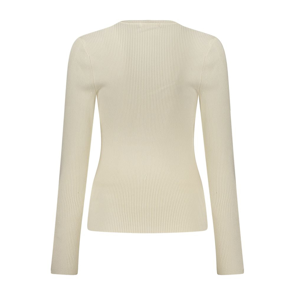Pull en viscose blanc Guess Jeans pour femmes, doux et confortable, avec un design élégant et moderne.
