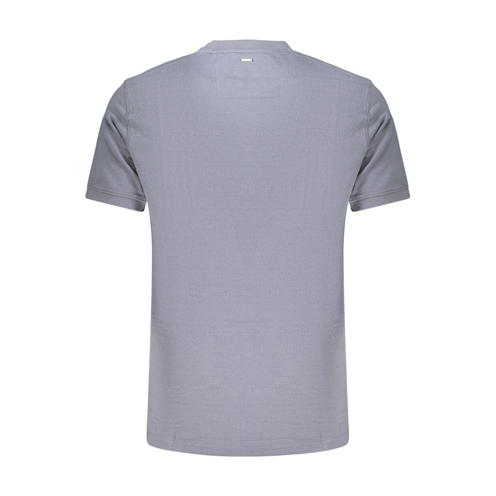 T-shirt en coton bleu pour homme de la marque Guess Jeans, coupe classique avec logo Guess visible à l'avant.