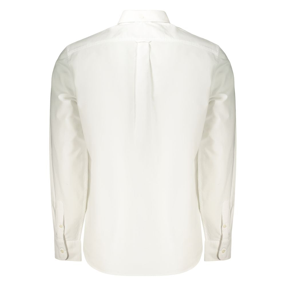Chemise blanche en coton pour homme de la marque Guess Jeans, vue de face, avec col et boutons visibles.
