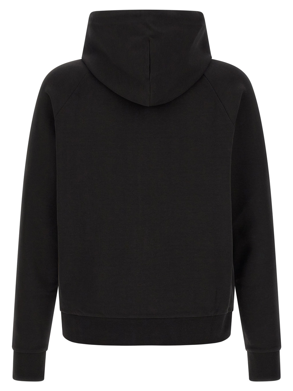 Sweatshirt en coton noir de la marque Hugo Boss, coupe classique, avec logo discret sur la poitrine, vue de face.