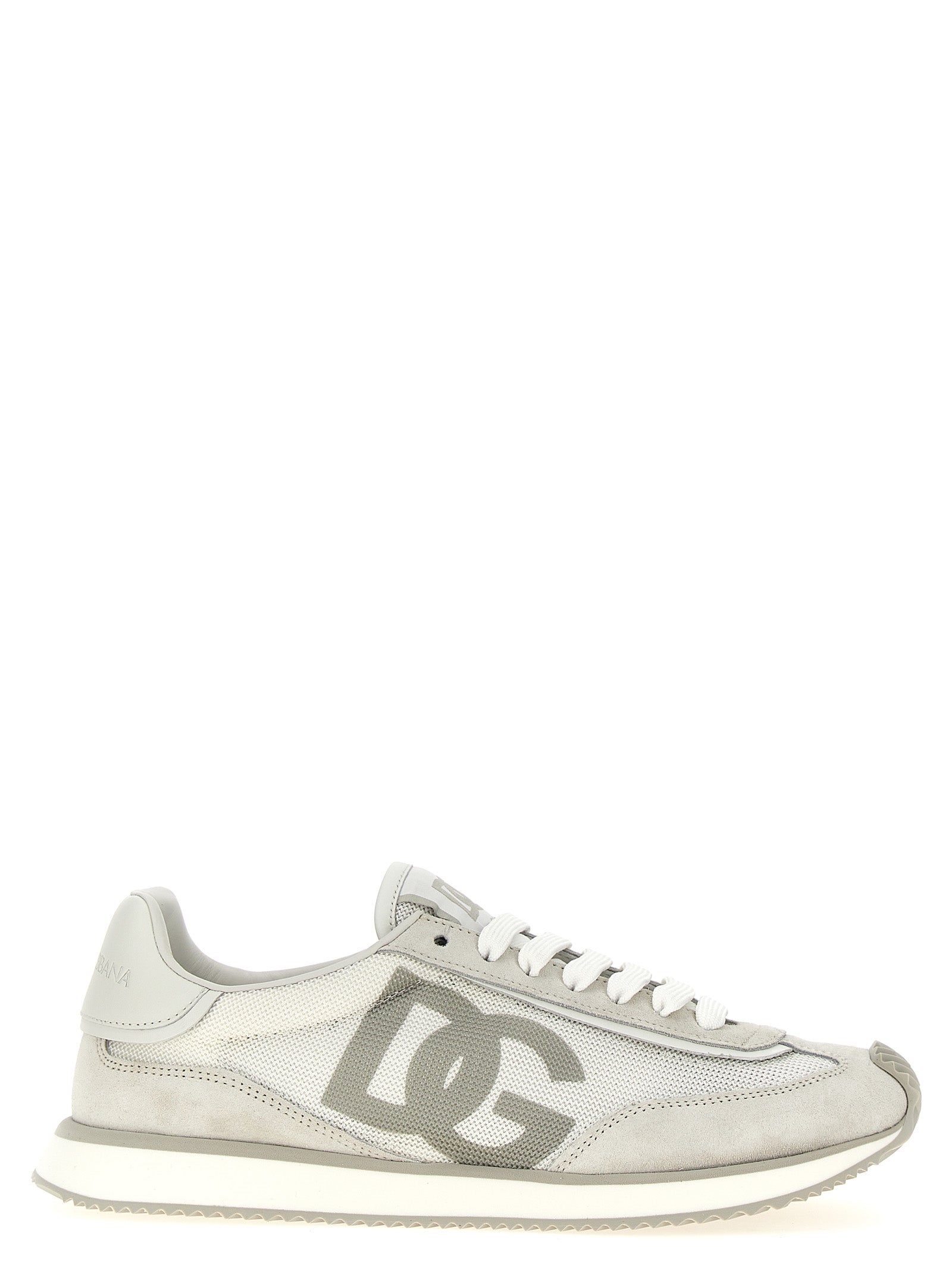 Sneakers basses en cuir de veau gris de Dolce & Gabbana, chaussures de sport élégantes pour homme.