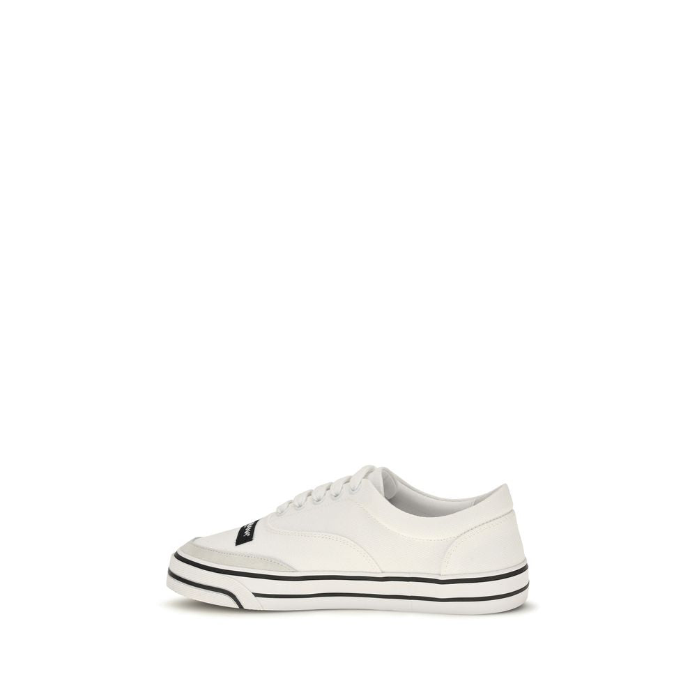 Baskets basses en coton blanc de Dolce & Gabbana, chaussures décontractées pour homme ou femme, avec semelle blanche.