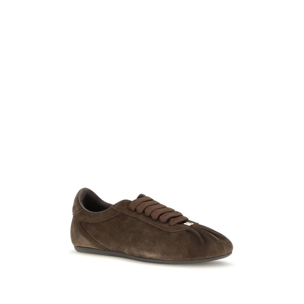 Baskets basses en daim marron Dolce & Gabbana, style décontracté avec semelle en caoutchouc et détails en cuir.