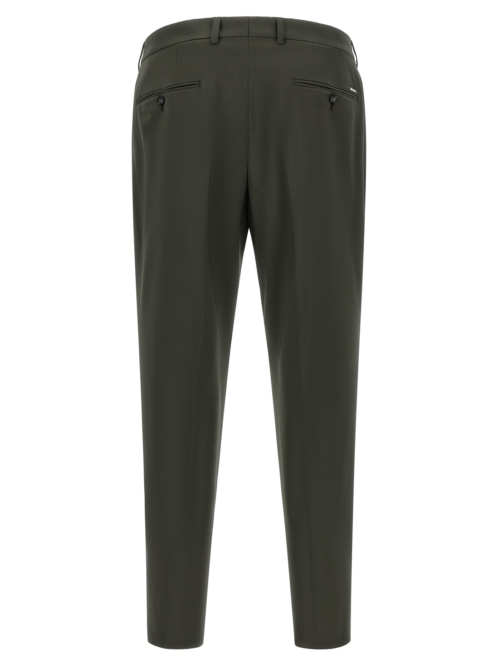 Pantalon bicolore en laine vierge de Hugo Boss, style élégant et moderne, visible en détail dans l’image.