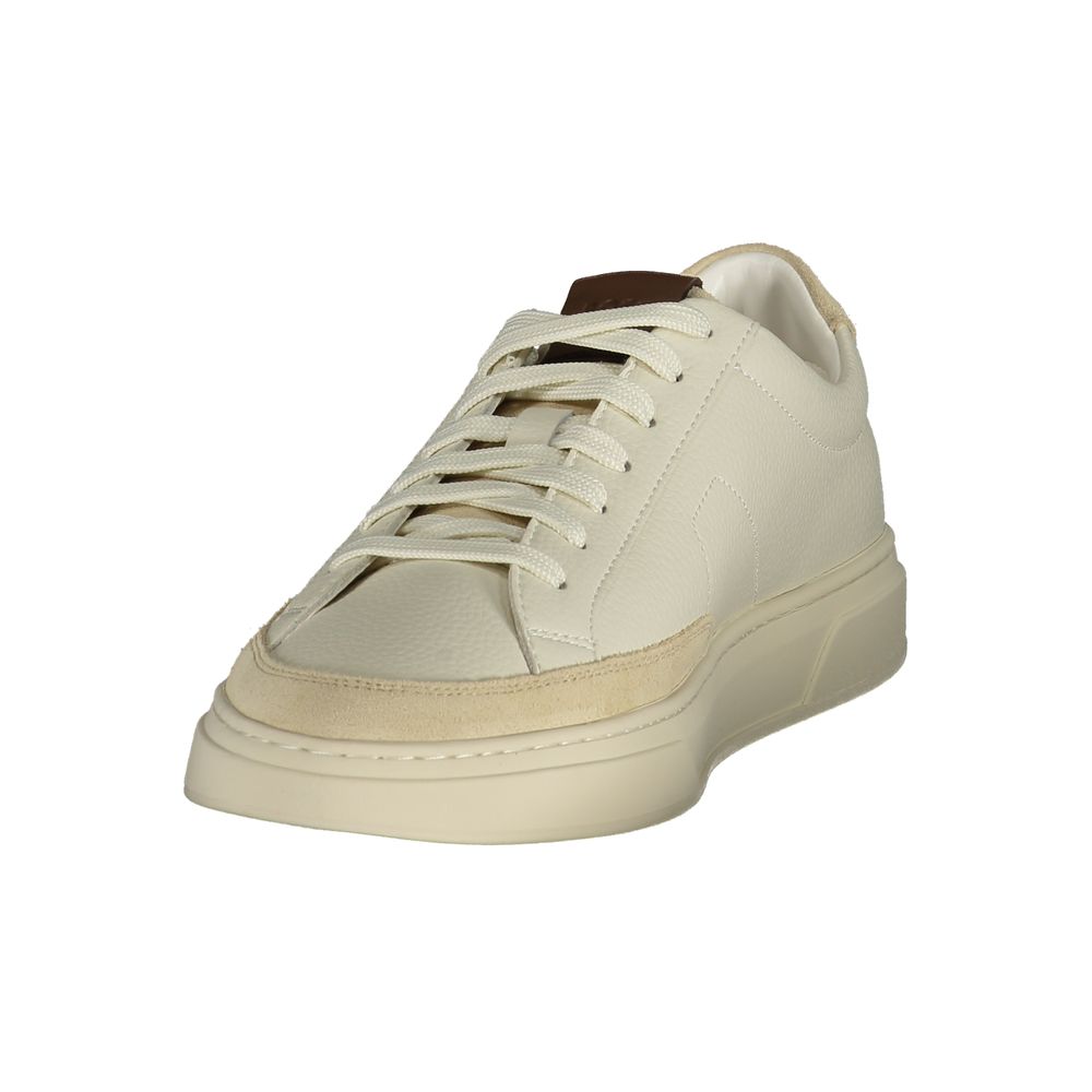Sneakers pour homme Hugo Boss Bianco en cuir blanc avec semelle blanche, style élégant et moderne.