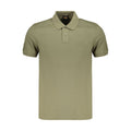Chemise polo pour homme Hugo Boss en coton vert, col classique, manches courtes, logo discret sur la poitrine.