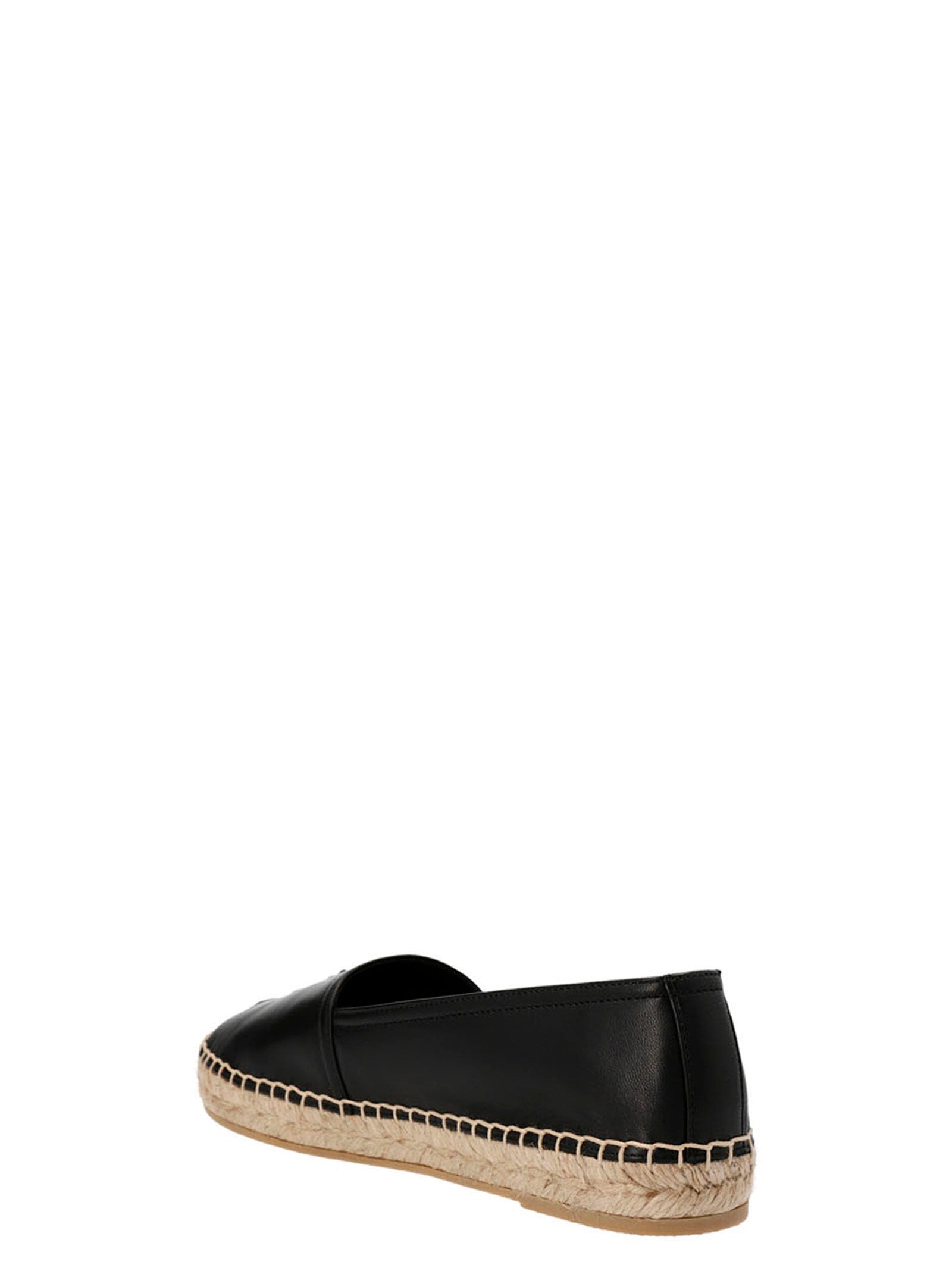 Espadrilles noires en cuir d'agneau de Saint Laurent, chaussures élégantes avec semelle en corde, pour un style chic et sophistiqué