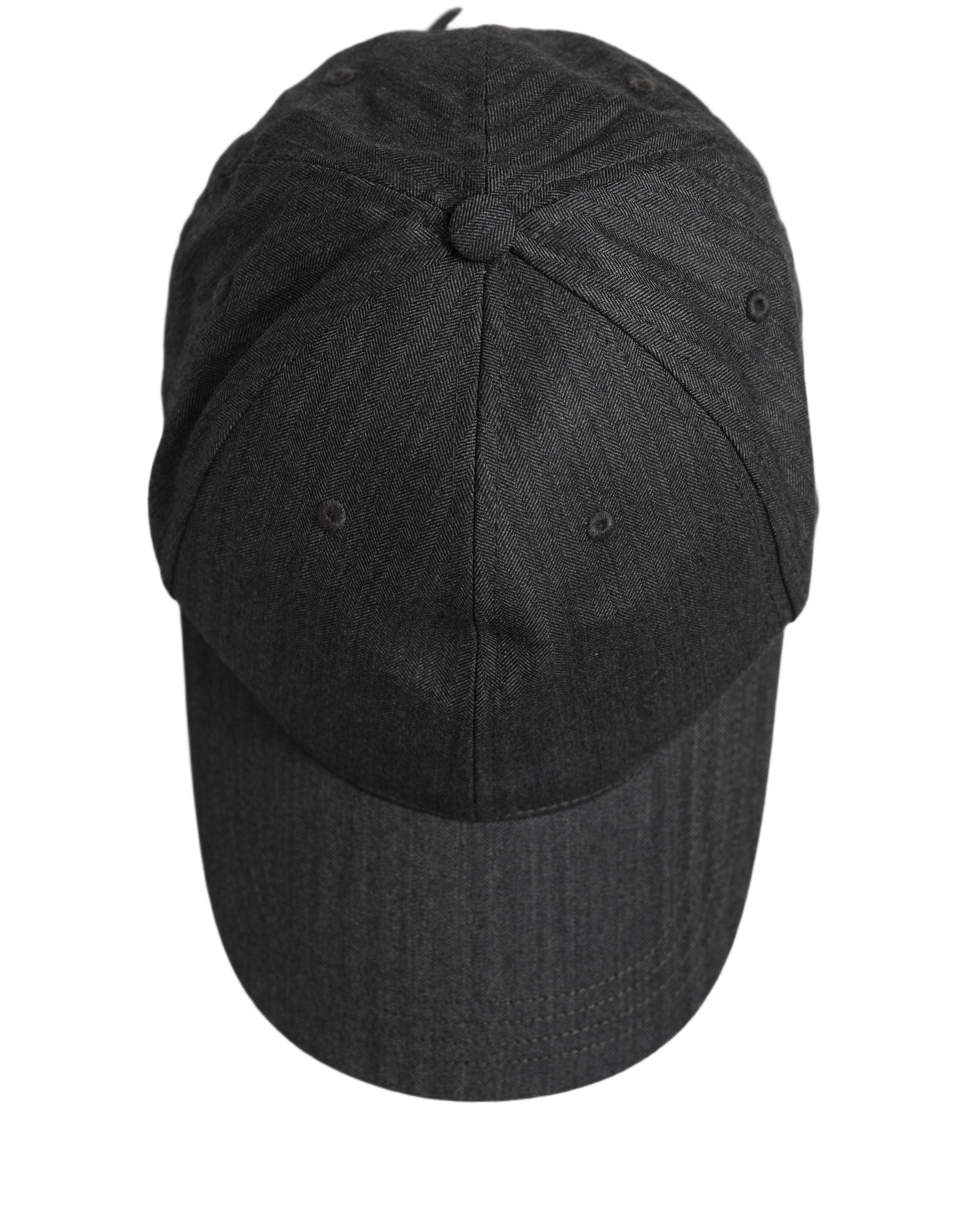 Dolce & Gabbana Men Dark Gray Herringbone Baseball Cap Hat