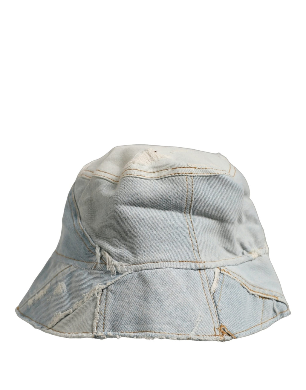 Dolce & Gabbana Men Blue Patchwork Cotton Denim Bucket Cap Hat