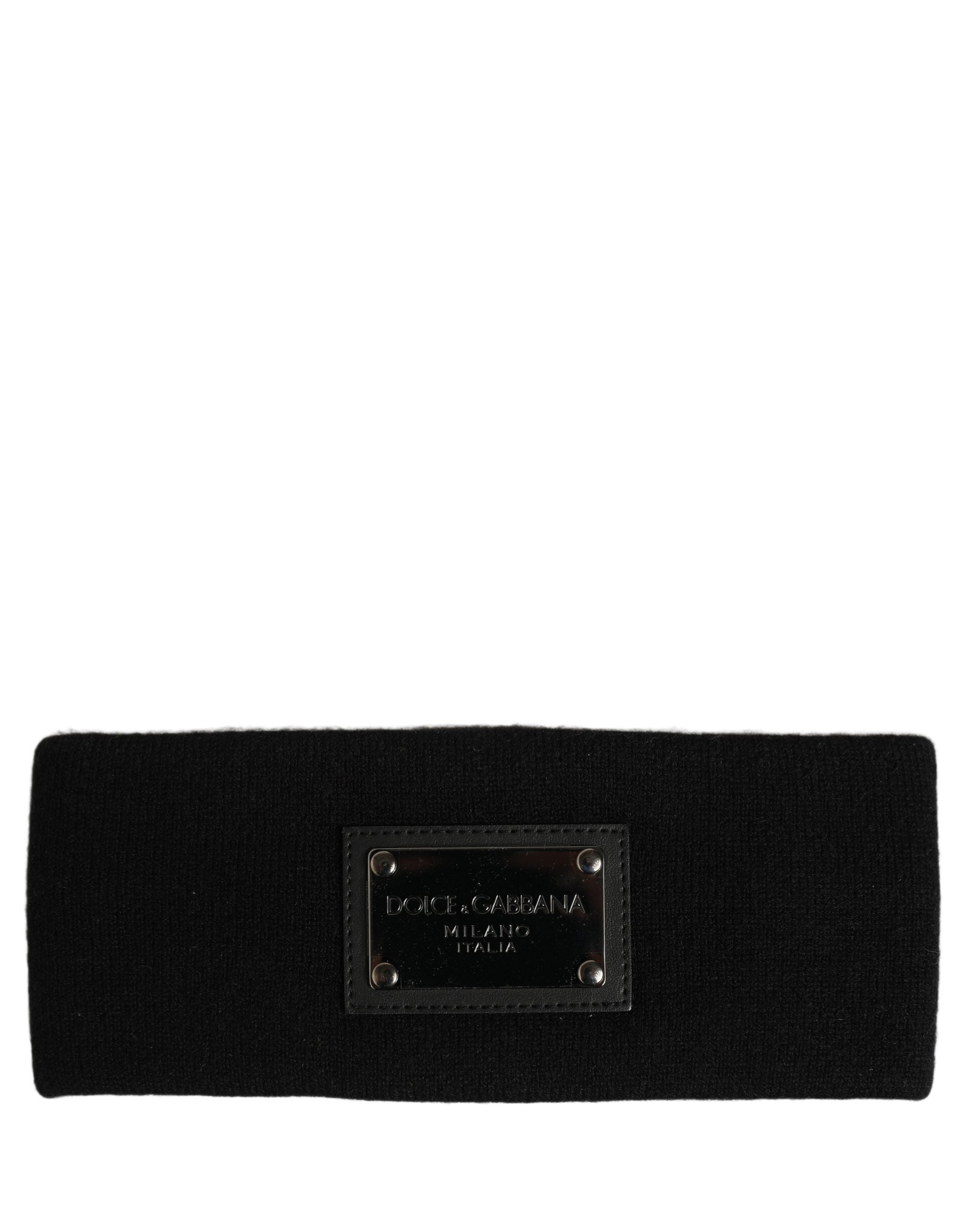 Dolce & Gabbana Men Black Cashmere Logo Plaque Head Band One Size Hat