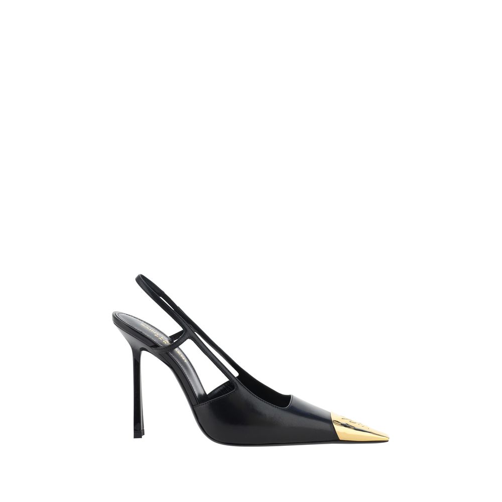 Escarpins noirs en cuir de veau Saint Laurent Bos Taurus à talons hauts élégants et sophistiqués.