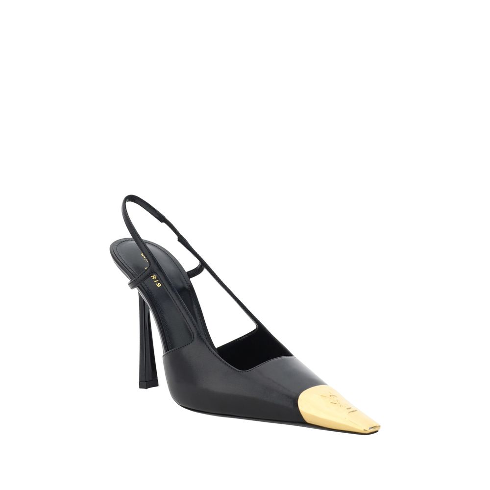 Escarpins noirs en cuir de veau Saint Laurent Bos Taurus à talons hauts, élégants et sophistiqués.