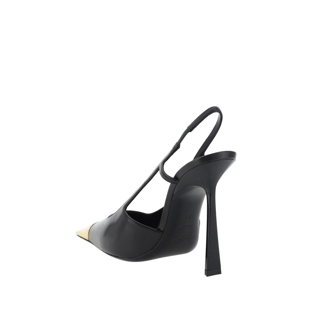 Escarpins à talons hauts en cuir de veau noir Saint Laurent Bos Taurus, élégants et sophistiqués pour femmes.
