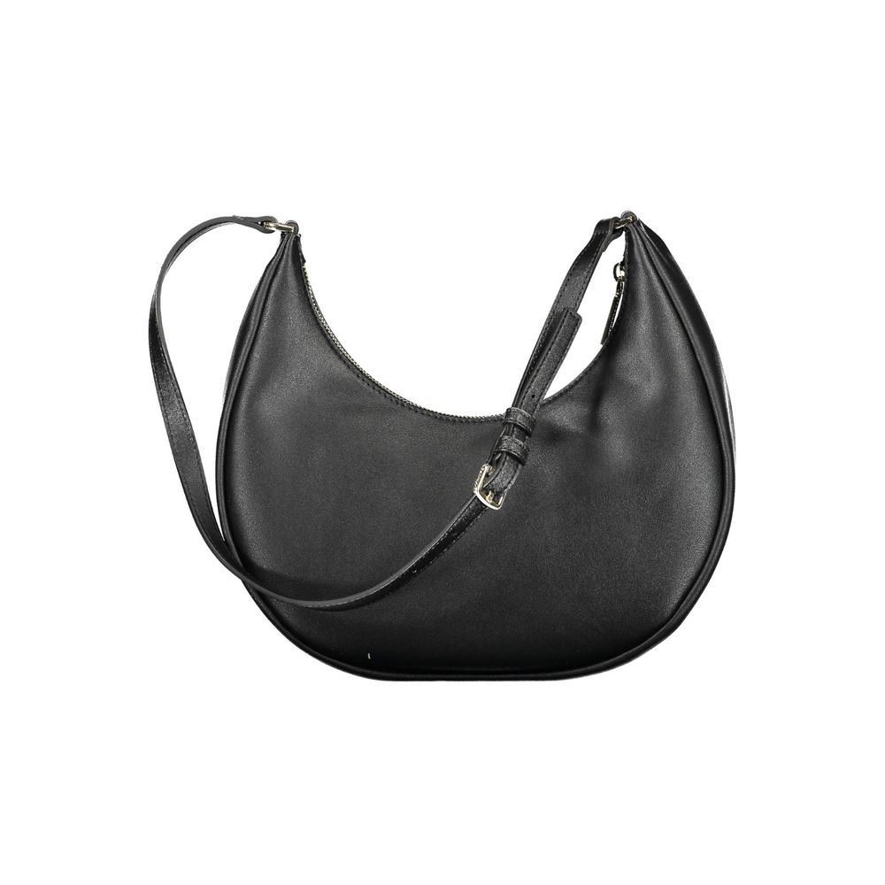 Sac à main noir en polyester pour femme de la marque Calvin Klein, avec détails élégants et poignées ajustables.