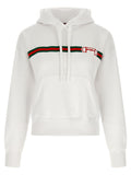 Sweat à capuche blanc en coton de Gucci, vêtement décontracté avec logo Gucci visible sur la poitrine.