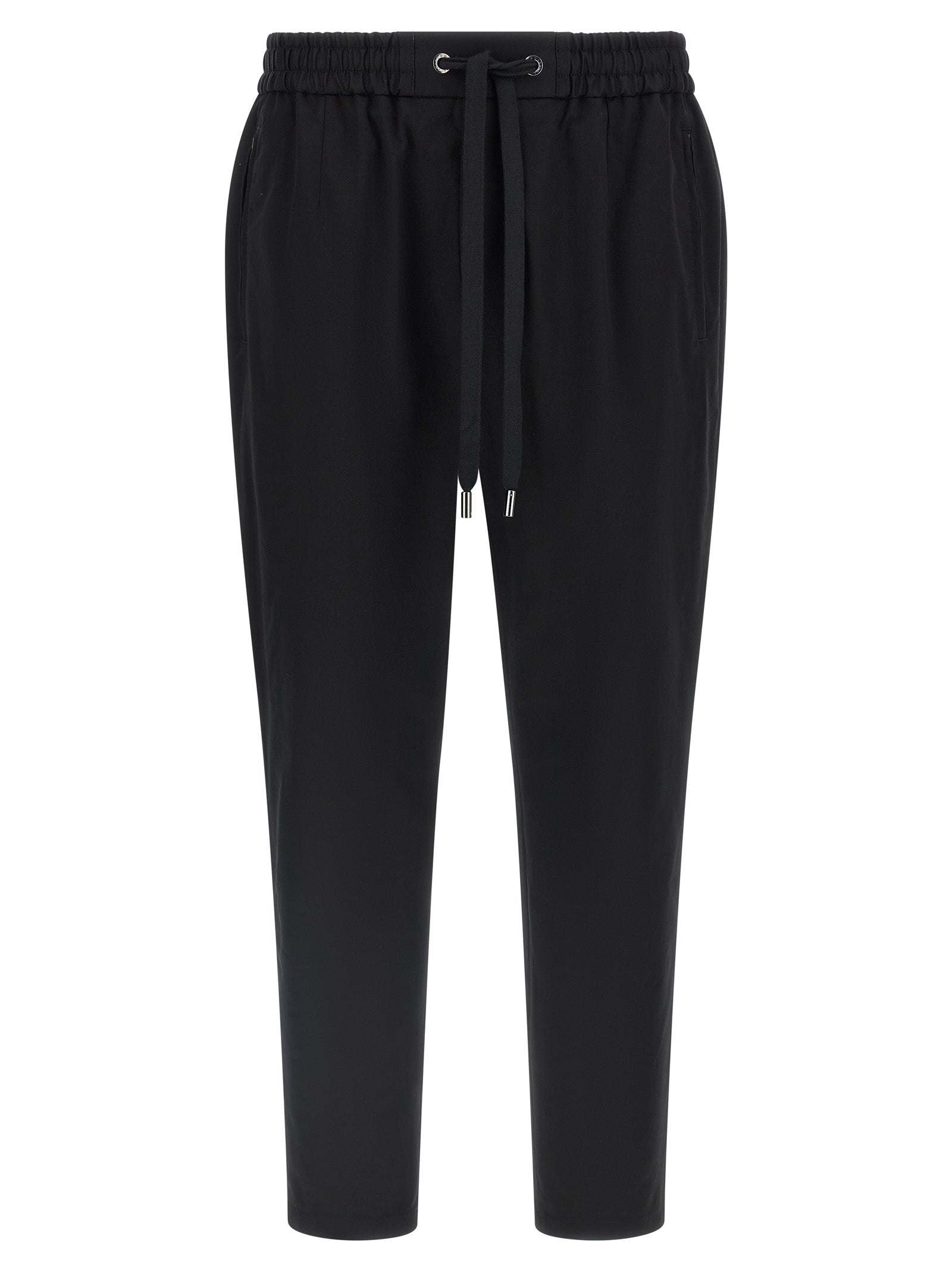 Pantalons décontractés en coton noir de Dolce & Gabbana, style casual, avec coupe confortable et détails élégants.