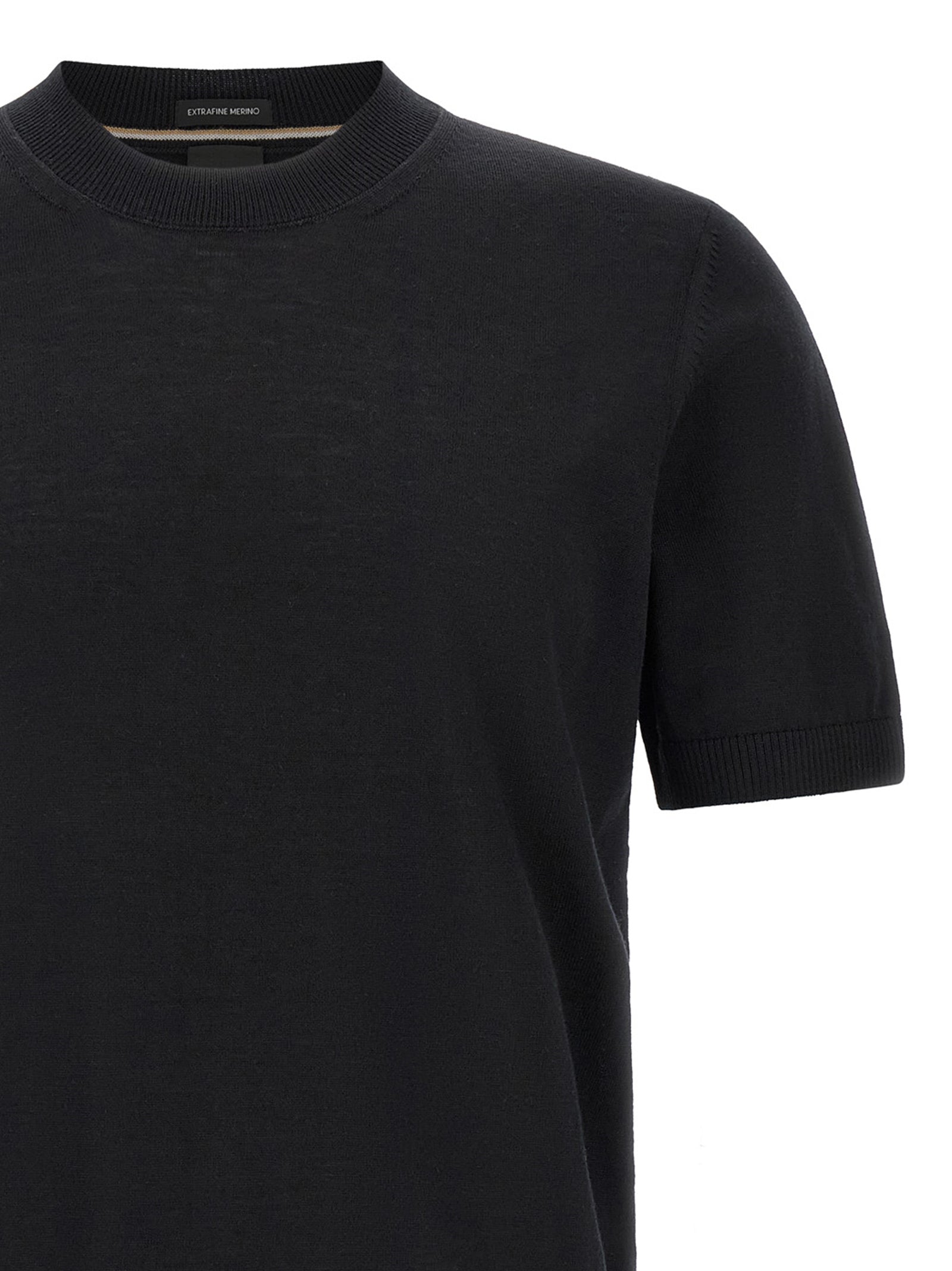 Hugo Boss Schwarzes T-Shirt aus Schurwolle