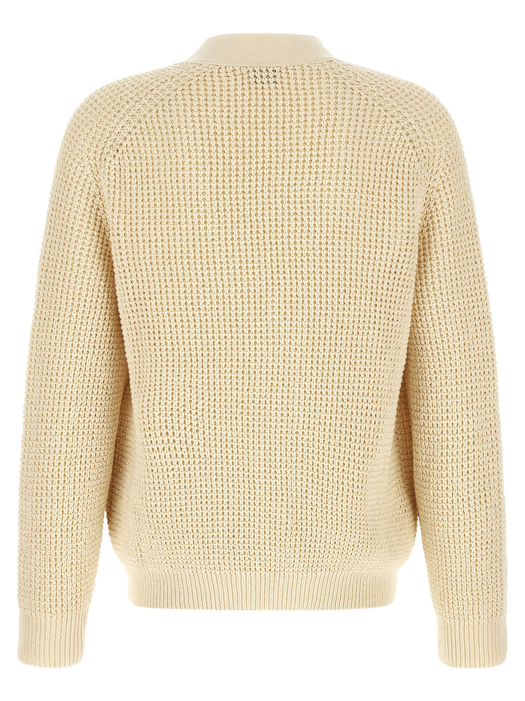 Cardigan en coton beige de la marque Hugo Boss, doux et élégant, porté sur un mannequin.