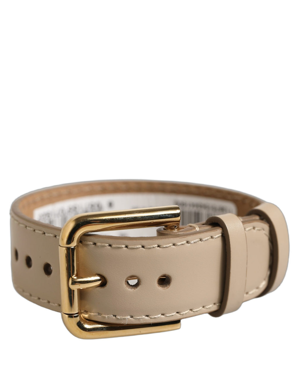 Dolce & Gabbana Beige Calfskin Leather Gold Buckle Belt Strap Bracelet
